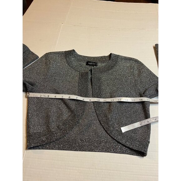 Spense Womens silk blend S 3/4 sleeve  silver Metallic Cropped sweater Jacket - Picture 9 of 9